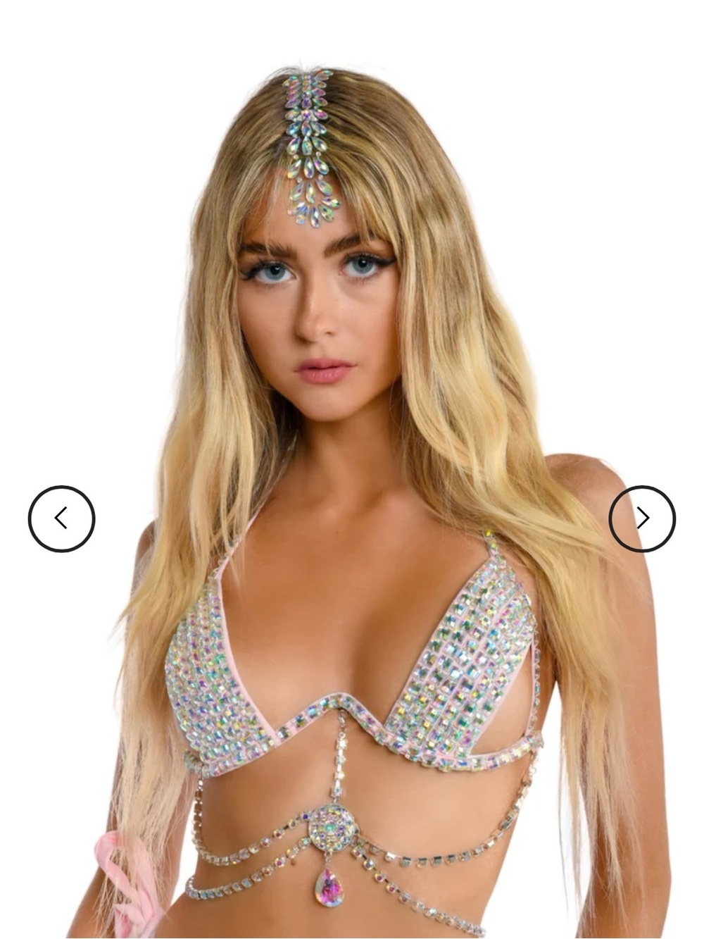 Iridescent Crystal Embellished Triangle Bra Top - Women